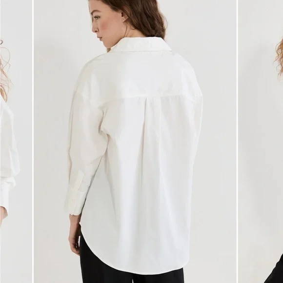 Anine Bing Mika White Cotton Button-Up Shirt XS EUC - Picture 2 of 11